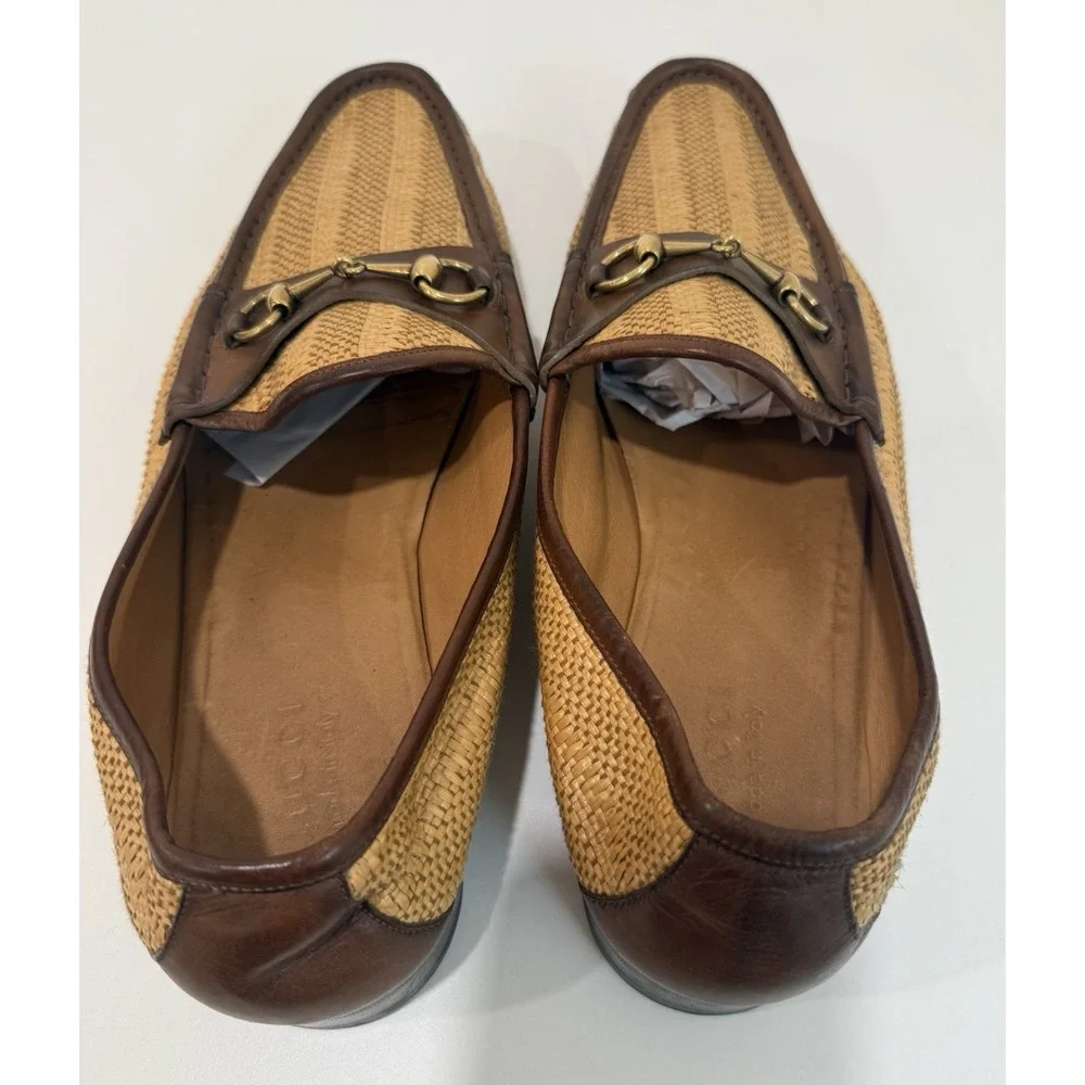 Gucci Horsebit Straw Dress Loafers Men's Size 13 1/2